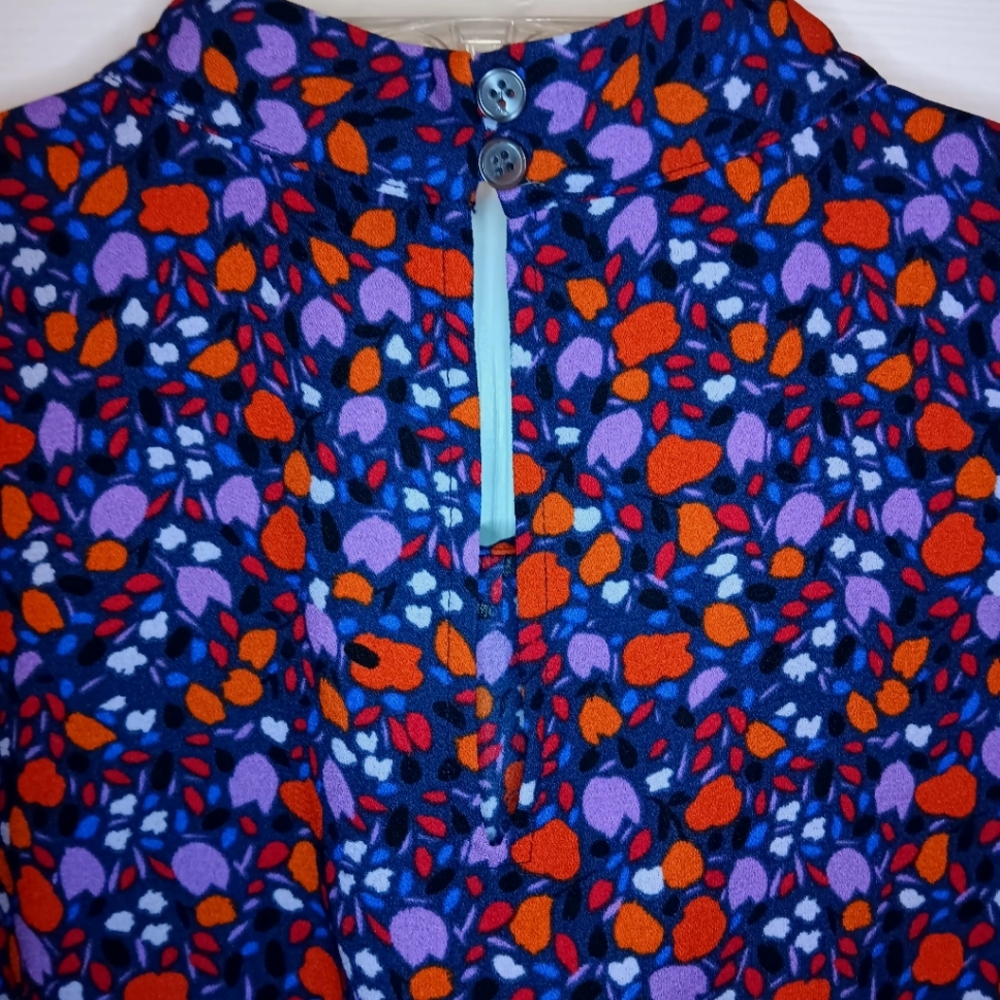 Halogen Splash Patterned Long Sleeve High Neck Blouse - Picture 4 of 7